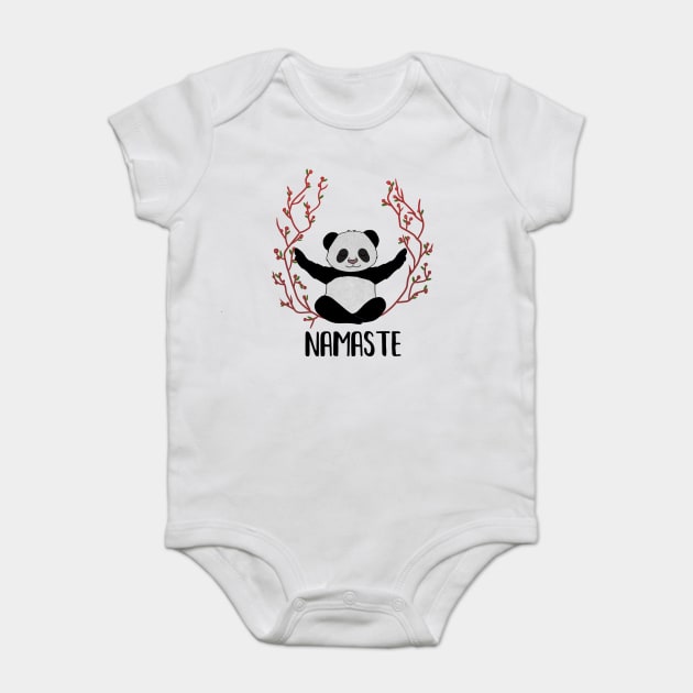 Panda Bear Yoga Pose, Namaste Baby Bodysuit by logiamerch